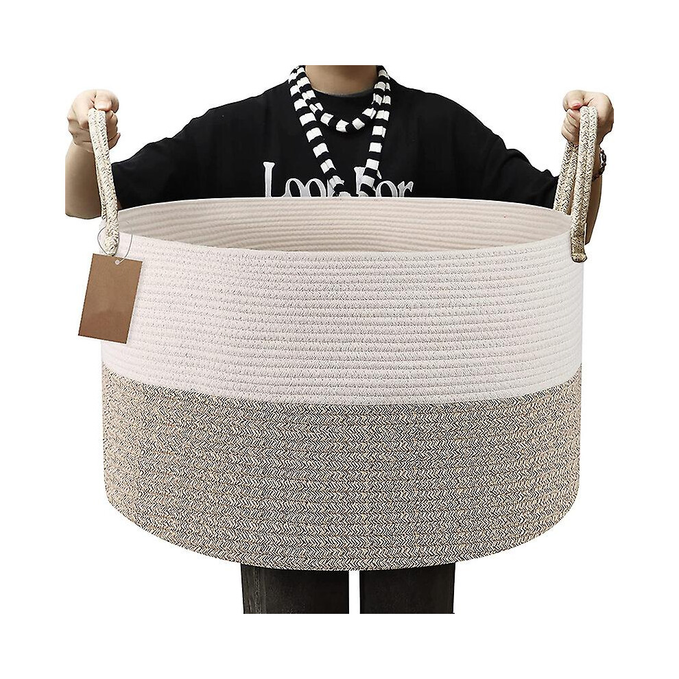 (style3) Large Cotton Rope Basket With Handle, Woven Baby Laundry Basket
