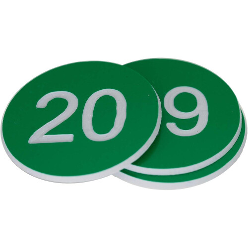 (Green) Plastic Number Tags Engraved Numbered Tags Without Hole (1-100, Red) 1