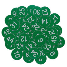 (Green) Plastic Number Tags Engraved Numbered Tags Without Hole (1-100, Red)