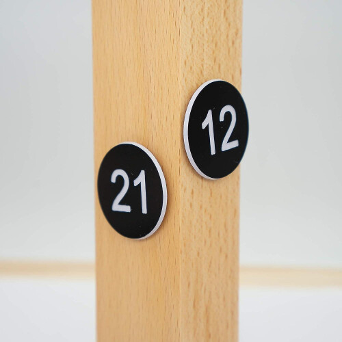 (Black) Plastic Number Tags Engraved Numbered Tags Without Hole (1-100, Red) 1