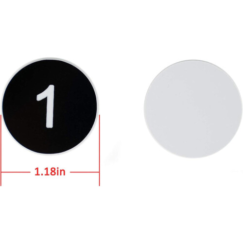 (Black) Plastic Number Tags Engraved Numbered Tags Without Hole (1-100, Red) 2