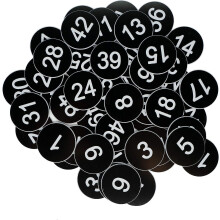 (Black) Plastic Number Tags Engraved Numbered Tags Without Hole (1-100, Red)