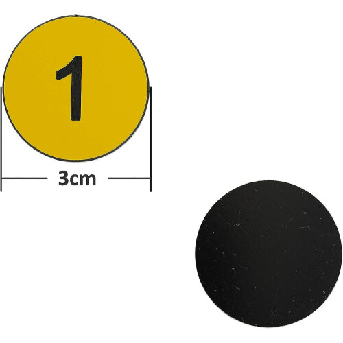(Yellow) Plastic Number Tags Engraved Numbered Tags Without Hole (1-100, Red) 2