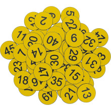(Yellow) Plastic Number Tags Engraved Numbered Tags Without Hole (1-100, Red)