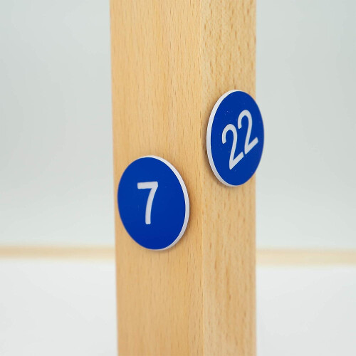 (Blue) Plastic Number Tags Engraved Numbered Tags Without Hole (1-100, Red) 1