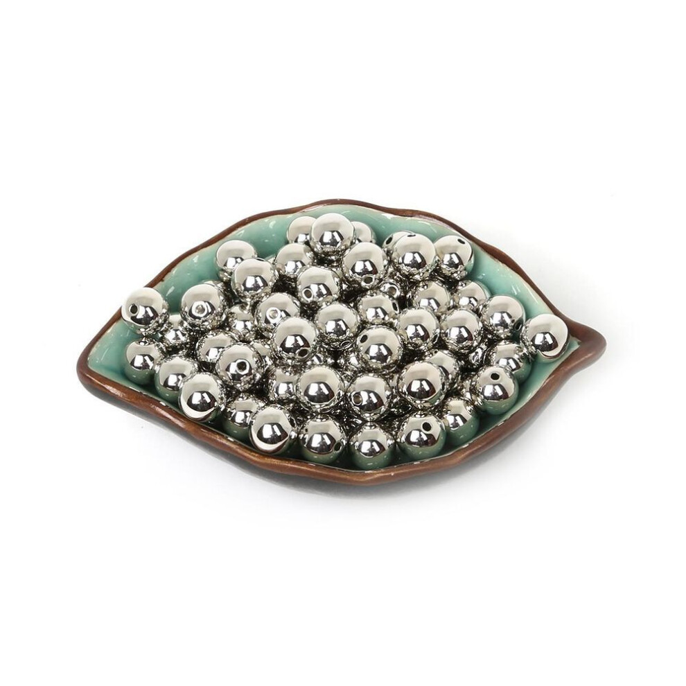 (silver, 10mm 50pcs) 4 6 8 10 12mm Gold/gun-metal Plated Ccb Round Seed Spacer Beads For Jewelry Making