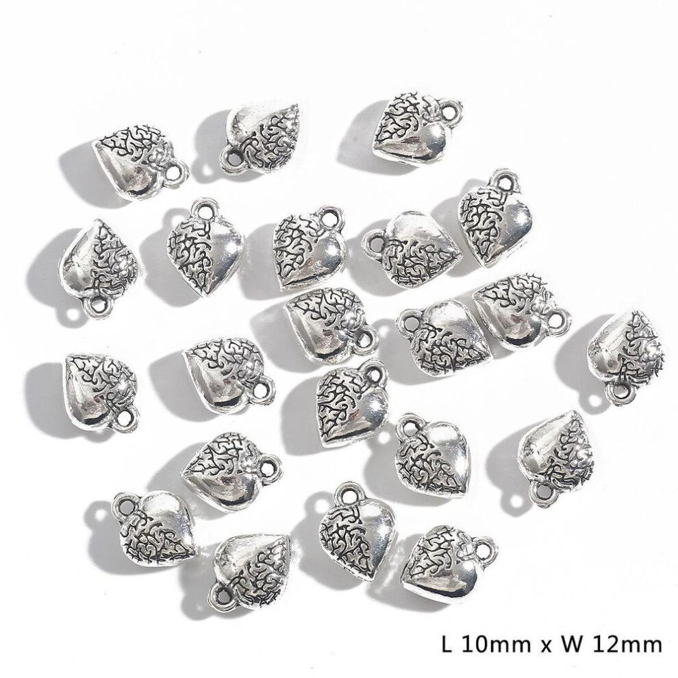 (silver, 03 10×12mm 10pcs) 10-50Pcs Love Heart Pendant Fashion Metal Silver Charm For DIY Necklace Bracelets Jewelry Making Accessories