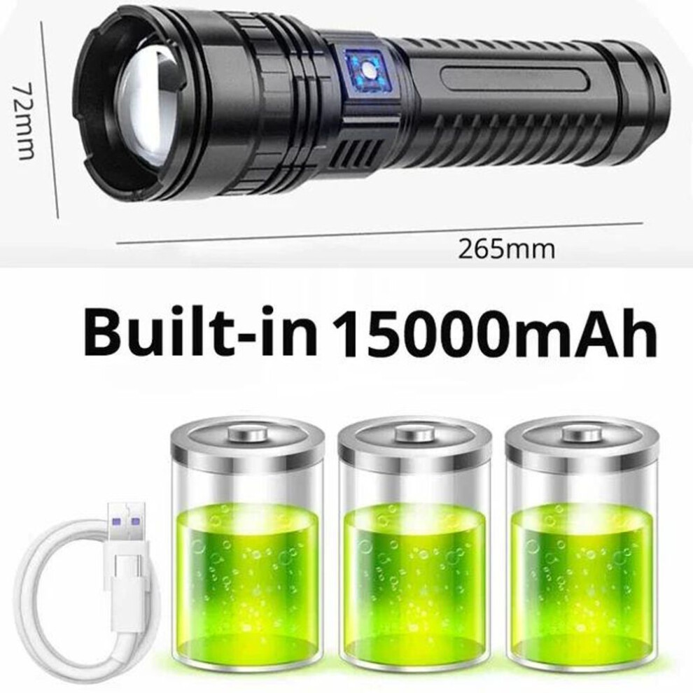 (White laser-withbatter) Coba Ultra Powerful Led Spotlight Long Range Flashlight Fluorescent Absorbing Film Luminous Zoom Flashlight Camping Emergency