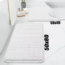 (White, 50 x 40 cm (Pedestal Mat)) Non Slip Bath Mats Shower Mat Memory Foam Bath Mat Small & Large Bathroom Rug