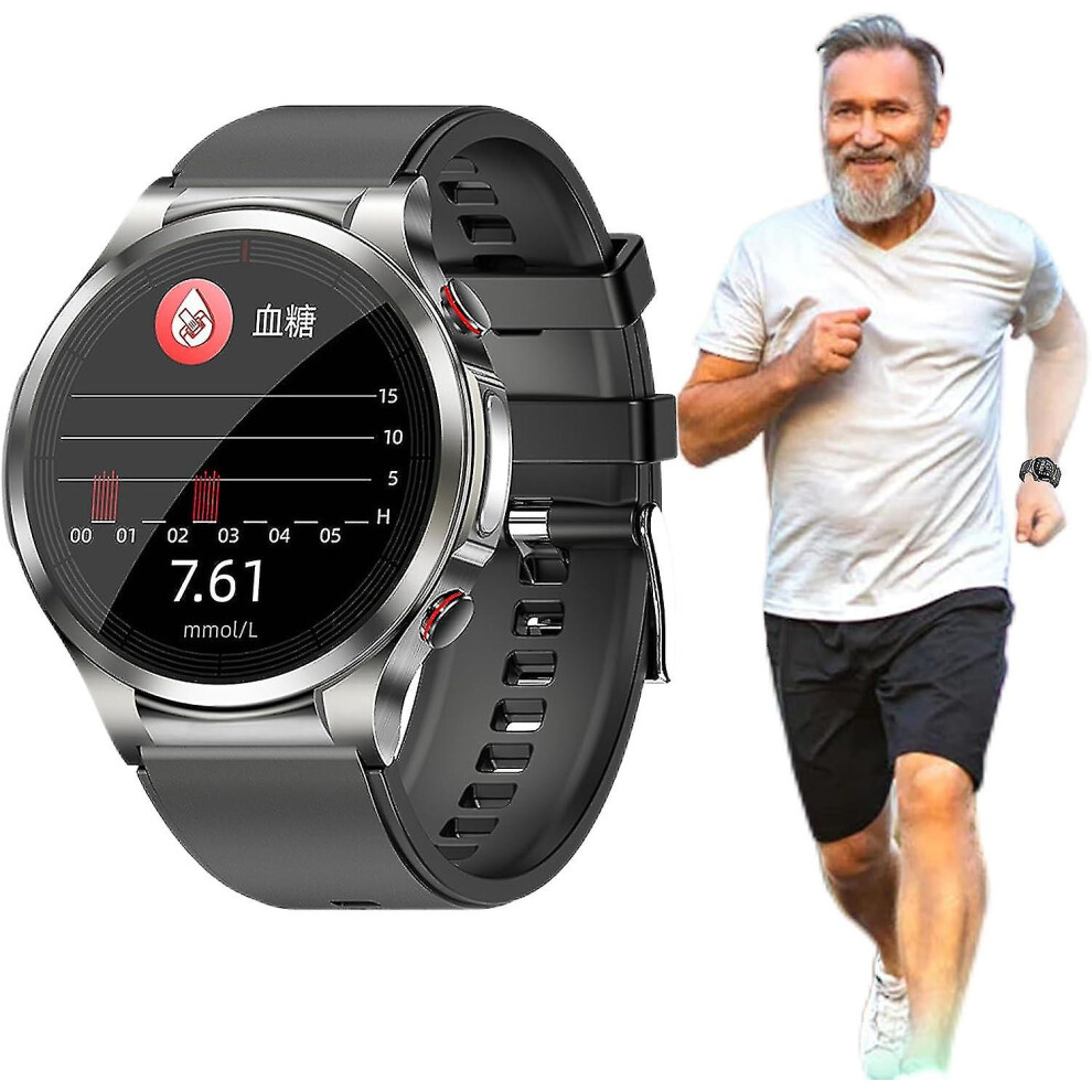 Silver (Silver) Blood Sugar Monitor Watch,Diabetic Watch Glucose Monitor,Non-Invasive Blood Glucose Test Smart Watch,Sports Blood Glucose Watch With Blood Pr