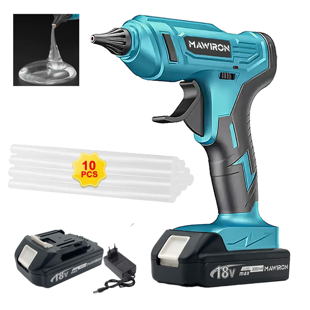 Hot Glue Gun Kit 10 Glue Sticks for DIY, Crafts & Repairs+2Battery+Charger-Makita Compatible