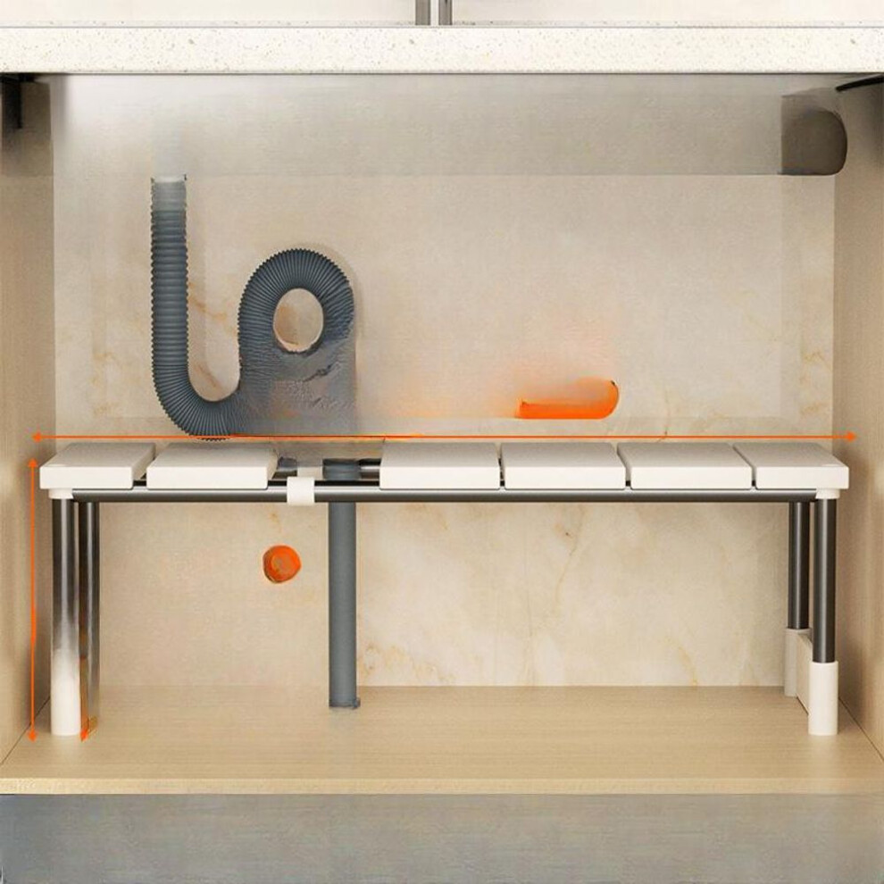 (as the picture, single layer) Kitchen Retractable Sink Shelving Cabinet Inside Layered Shelf Kitchen Cabinet Storage Multi-functional Pot Rack Storage Shelf