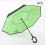 (green) C-handle Parasol Folding Rain Windproof Umbrella Double Layers Inverted Reverse 1