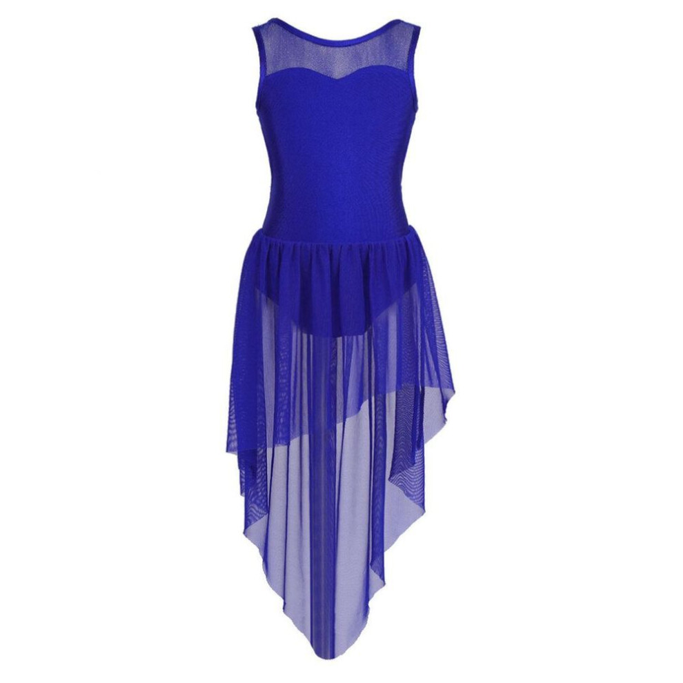 (blue, 5-6 Years) Lyrical Modern Dance Dresses For Kids Girls Sleeveless Tank Dress Ballet Dance Leotard Dress Dancewear