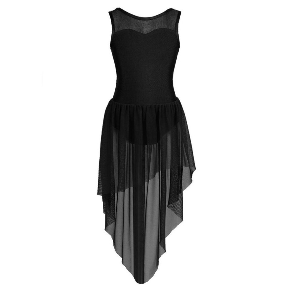 (black, 3-4 Years) Lyrical Modern Dance Dresses For Kids Girls Sleeveless Tank Dress Ballet Dance Leotard Dress Dancewear