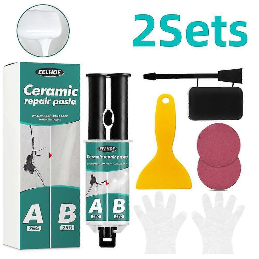 2X Tile Repair Paste Kit Ab Glue Ceramic Crack Repairing Agent Adhesive Set Ceramic Repair Paste For Repairing Tiles Cracks Supplie 5014561851648