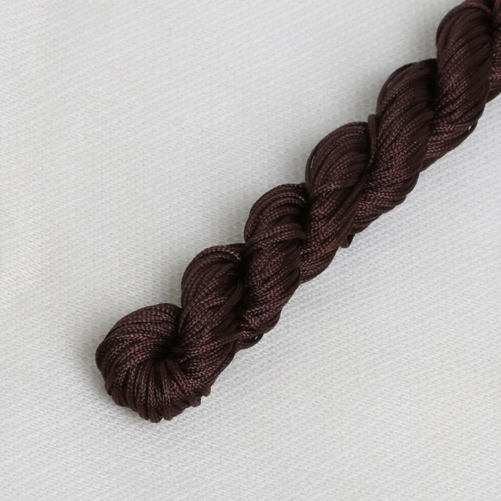 (dark brown) 24M DIY Rope Nylon Cord Thread Chinese Knot Macrame Bracelet Braid String Knit Bead For DIY Necklace