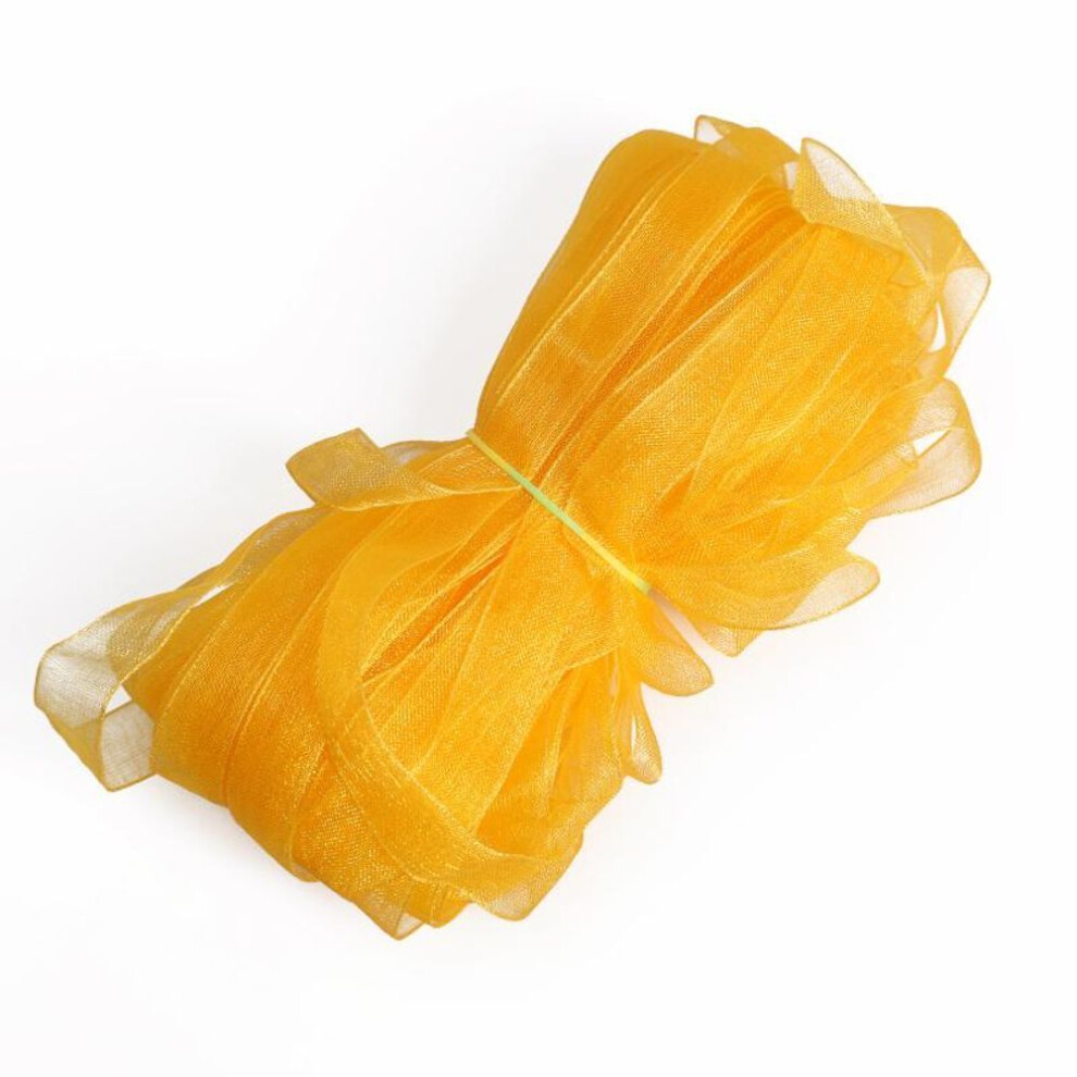 (orange) 20 Yards 10mm Silk Ribbon Organza Diy Bow Crafts Decoration Package