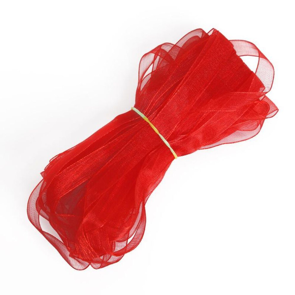 (red) 20 Yards 10mm Silk Ribbon Organza Diy Bow Crafts Decoration Package