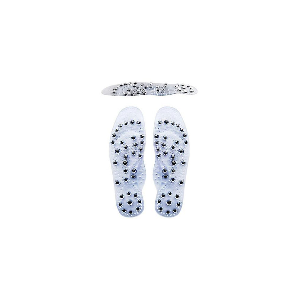 (Clear, 41-45) Acupressure Therapy Insoles Magnet Therapy Massage Insole