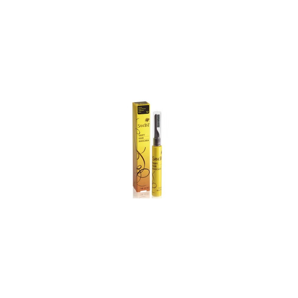 Sanotint Swift Hair Mascara S2 for Instant Coverage in Black Brown Shade - Perfect for Concealing Gray Roots and Enhancing Hair Volume