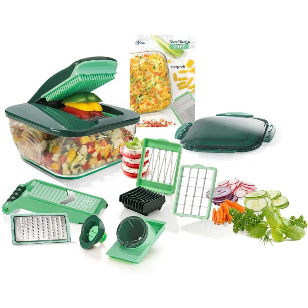 (Black) Nicer Dicer Chef (15 parts) | Fruit cutter, vegetable cutter, onion cutter, chopper, vegetable slicer, mandolin
