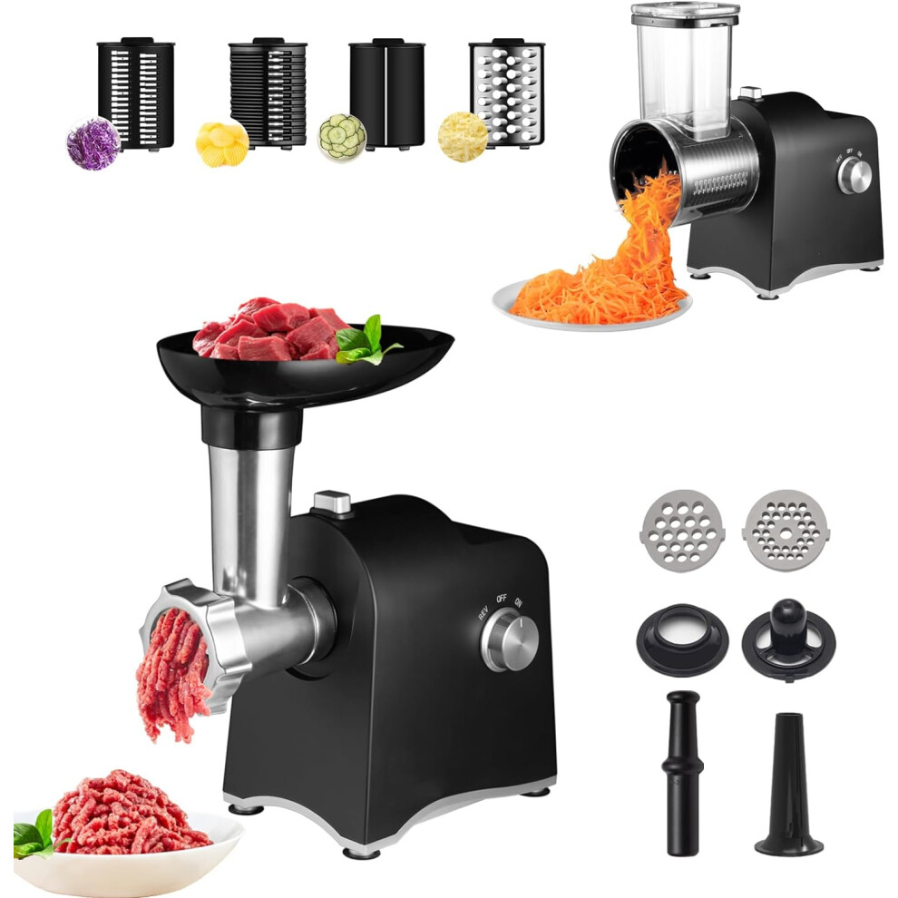 Electric Cheese Grater & Meat Grinder2 in 1 Vegetable Cutter Veggie Slicer Vegetable Shredder Chopper Kitchen Grater Salad Maker Meat Mincer Sausage