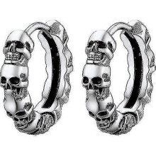 Men's Hanging Skull Earring/creole Skull In Steel/gold Plated/black Color Jewelry Punk Style-Good
