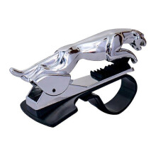 (Silver) Cool Jaguar Cheetah Hud Car Phone Holder Leopard Cell Phone Gps Stand 360 Degree Mount Adjustable Clip Holder Accessories