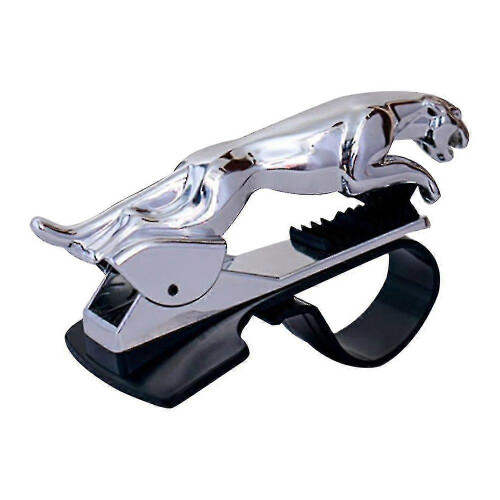 (Silver) Cool Jaguar Cheetah Hud Car Phone Holder Leopard Cell Phone Gps Stand 360 Degree Mount Adjustable Clip Holder Accessories