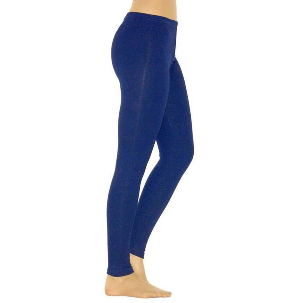 (royal blue, L) (M-4XL) Women Stretchy Leggings Solid Color Pencil Pants High Waist Slim Tights Trousers