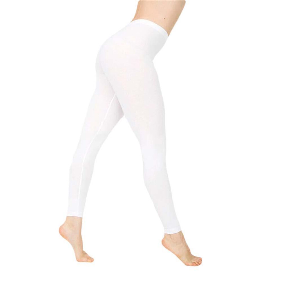 (white, XL) (M-4XL) Women Stretchy Leggings Solid Color Pencil Pants High Waist Slim Tights Trousers