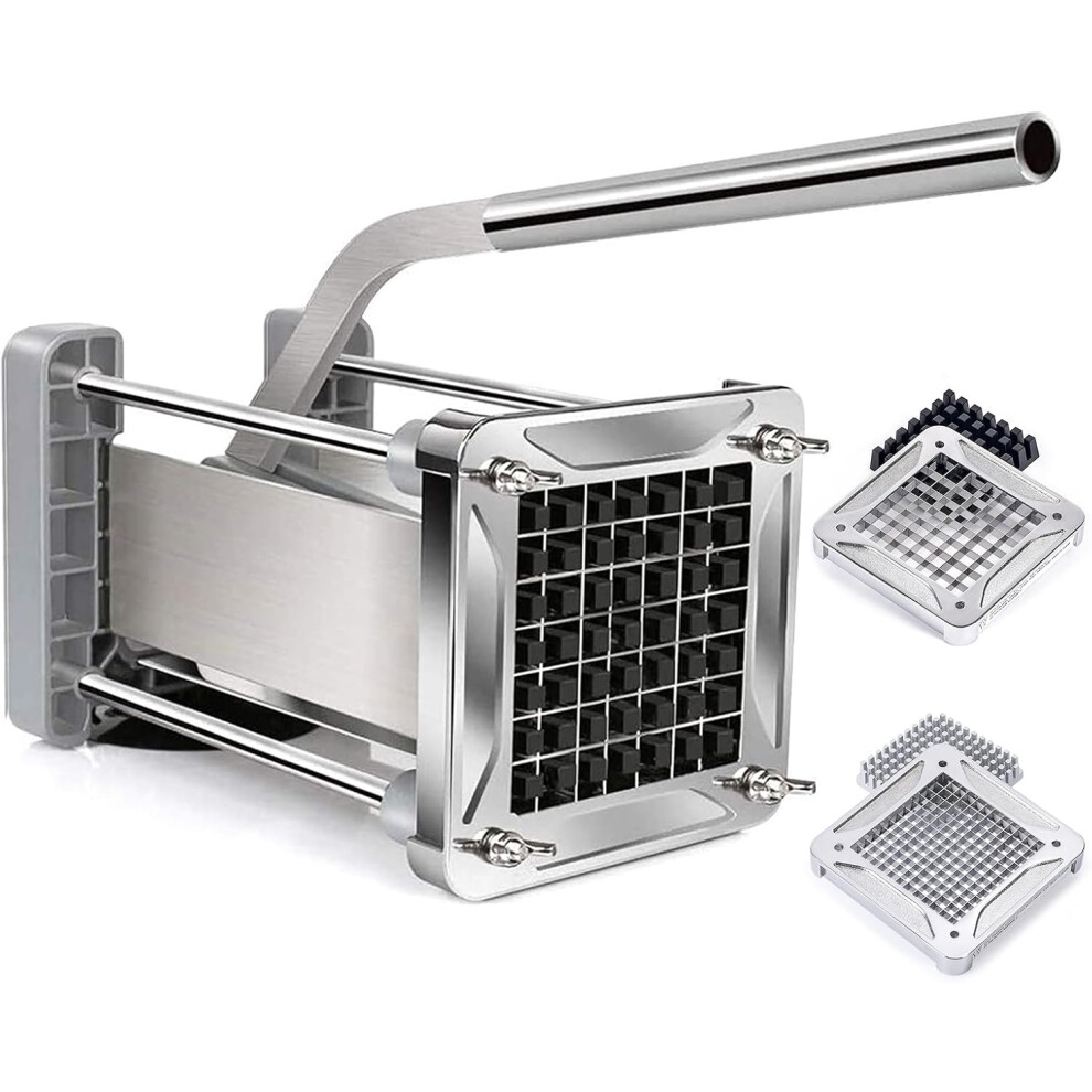 (1/2 inch & 1/4 inch blades) Chip Cutter Machine, Professional Stainless Steel Potato Chipper for French Fries Cutters with 1/2 Inch Blades for Home and Commercial Use
