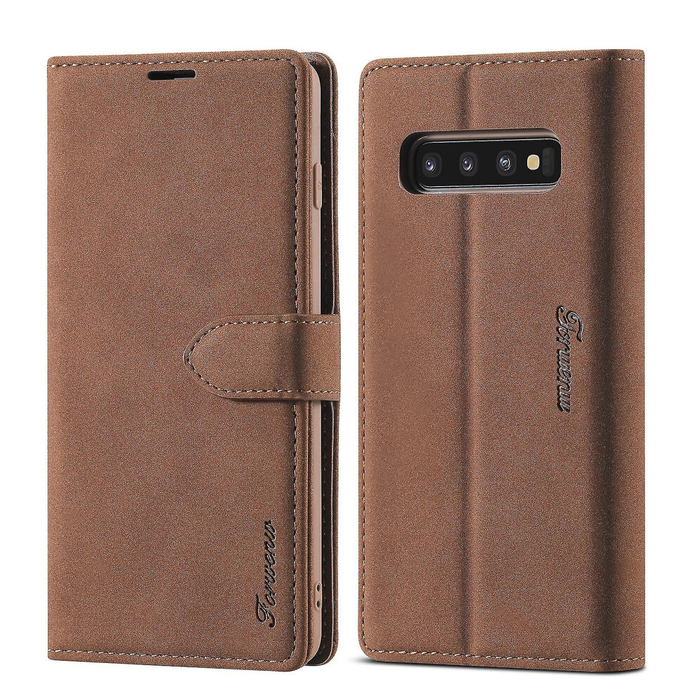 (Brown) For Samsung Galaxy S10 Forwenw Leather Case Brown 8792504483602