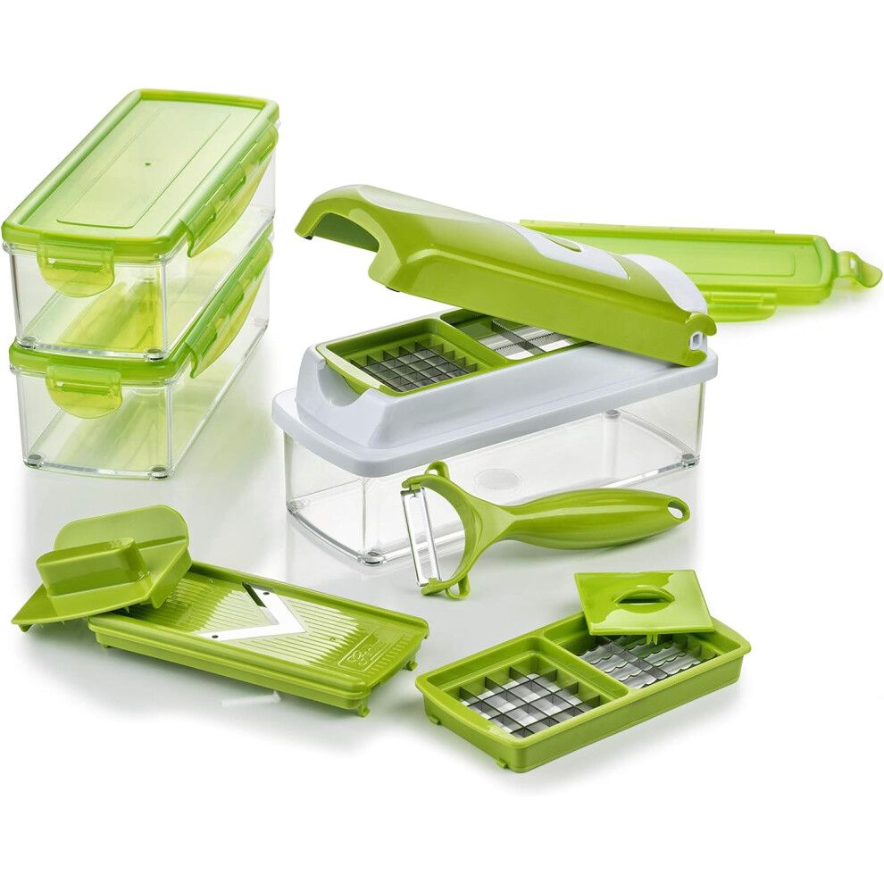 (Kiwi Green) Nicer Dicer Smart | 13 Pieces | Food-Chopper | Multi-Cutter | Slicer | Slicing | Grating | Dicing | Fruit   Vegetable Mandolin | NEW