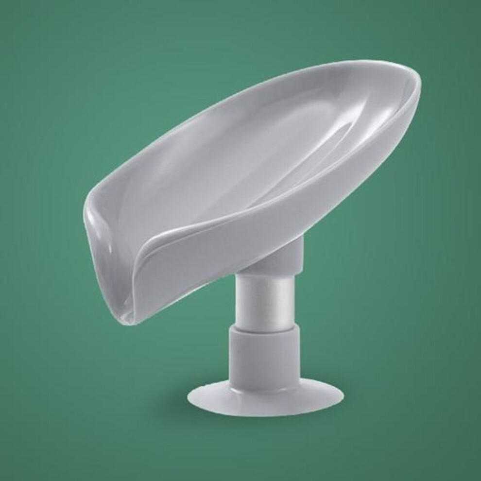 (gray) Leaf Shaped Soap Holder Shower Soap Shelf Bath Soap Box Vertical Suction Cup Laundry Soap Dish Storage Tray Bathroom Supplies