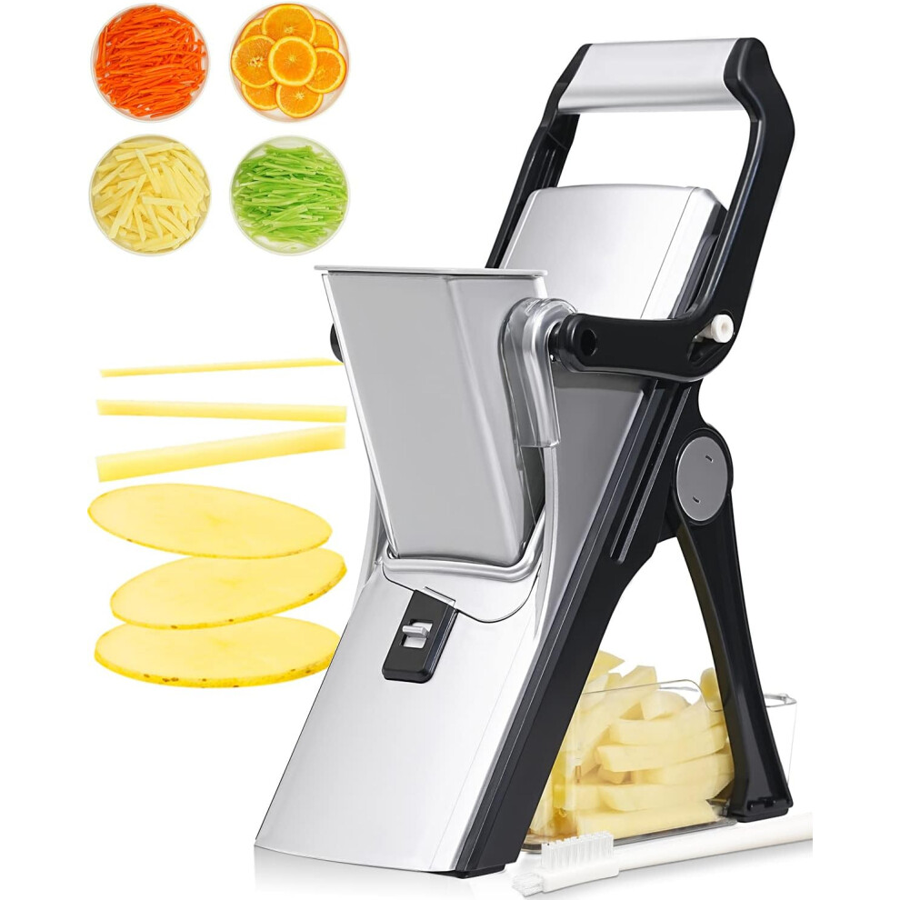 (Silvery black) Mandoline Vegetable Slicer, Veg Chopper/Julienne/Dicer for Vegetables, Potato Slicer Food Chopper Ease to Use, Time Saving
