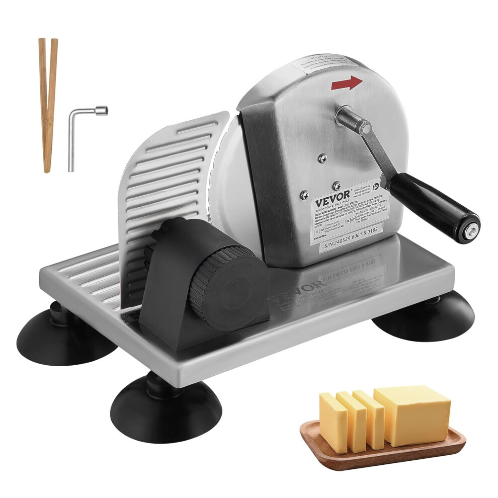 Manual Bread Slicer, 0-6" Adjustable Thickness Cheeser Butter Cutting,  Aluminum Alloy Commercial Cheese Slicer for Kitchen