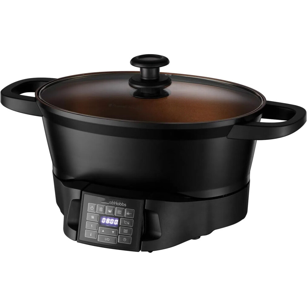 Portable 6.5L electric pressure cooker 8 digital functions Fry, stir-fry, slow cook, steam, keep warm and bake Cast aluminum body