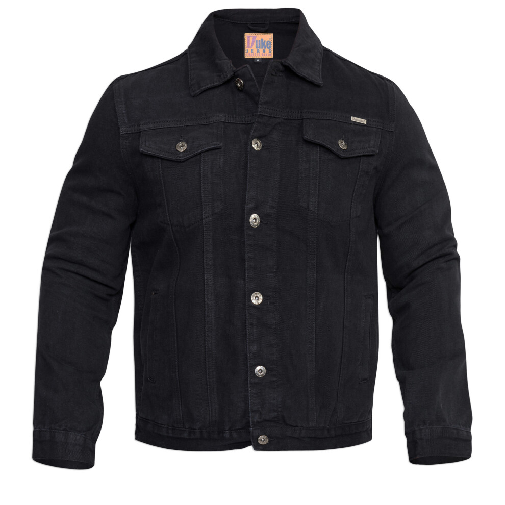 (X-Large, Black) Duke Mens Western Trucker Style Denim Jacket