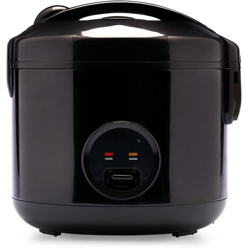 (Non-Stick, Black) Rice Cooker & Steamer with Keep Warm Function Black (1.2L - 6.5 Cups) - For 1-6 People - Fast Cooking without Sticking