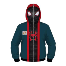 (Mask style, 12-13 Years) Verse Miles Morales Cosplay Full Zip Hoodies Jacket Spiderman Into The Spider Kids Hooded Coat Boys Girls Casual Outerwear