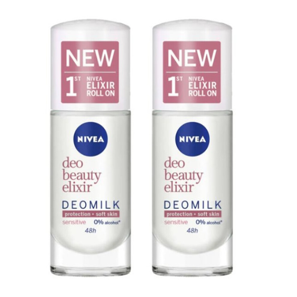Nivea Deo 48h Beauty Elixir Deomilk Sensitive Roll-On- 2 x 40 ml