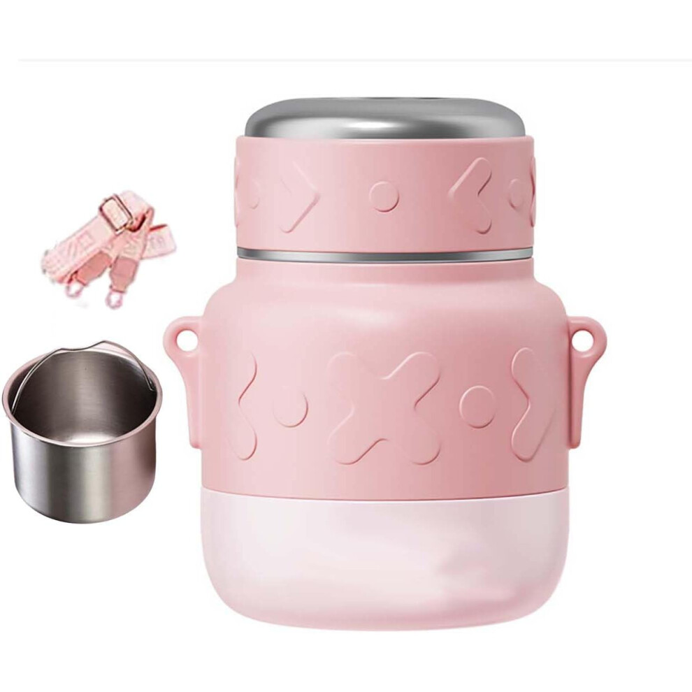 (Pink) Insulated Food Containers,800ML Stainless Steel Vacuum Double-Walled Lunch Box, Keeps Cold or Hot Multi- Purpose Flask (Pink)