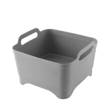 (Gray) Dishwashing Bowl With Bottom Drain Plug Dishpan Wash