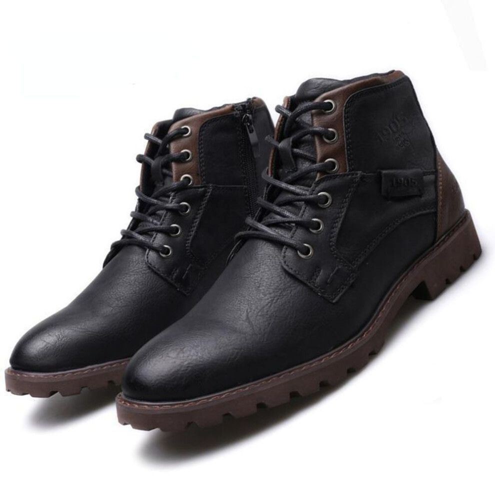 (black, 41) Boots Men&apos;s Boots Large Zippered Short Boots Men&apos;s Shoes Autumn Winter High Top Shoes Desert Work Boots