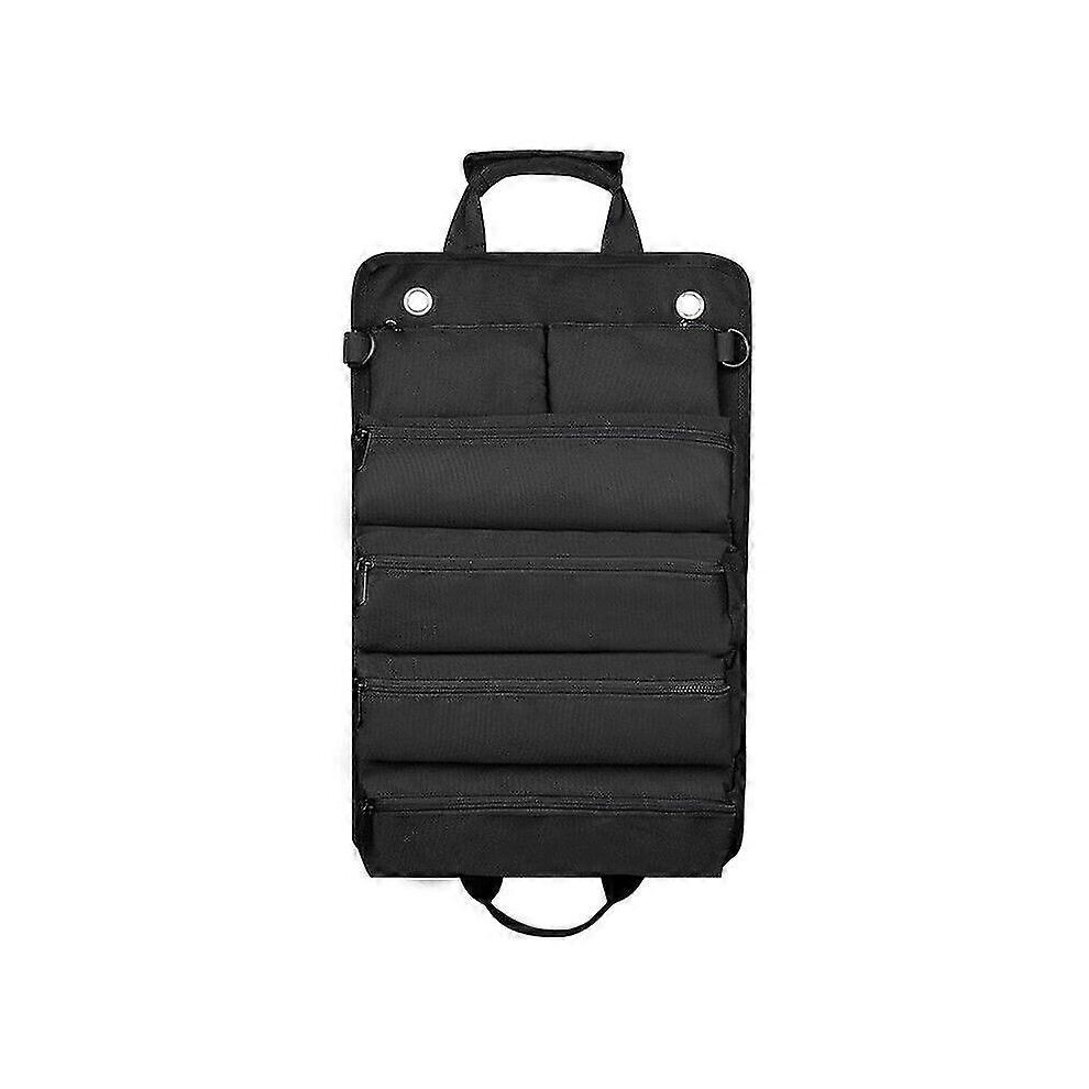 (Black) Tool Bag Canvas Roll Up Pouch Electrician Kit Storage Holder Wrench Organizer 5014561860060