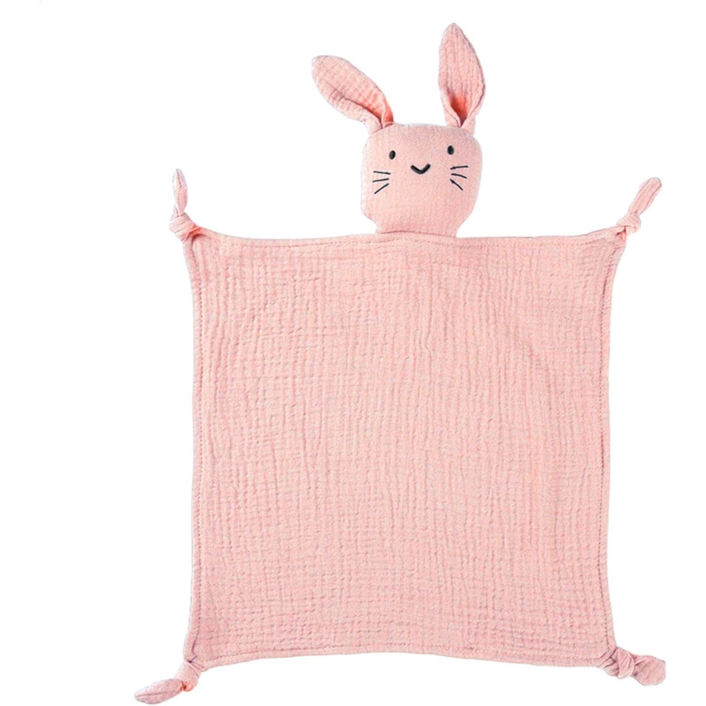 (Pink) Cotton Muslin Lovey Blanket, Baby Comforter Blanket Muslin Security Blanket Stuffed Animal Bunny Blanket, Cuddle Blanket Snuggle Soft Security Pink