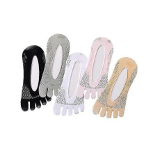 5pairs Spring,summer,autumn And Winter Four Seasons Ultra-short Dispensing Toe Five Finger Socks Women's Shallow Mouth Grey + Pink + White + Black + S