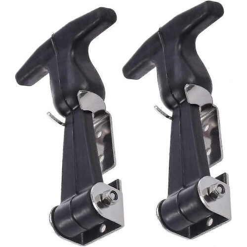 Flexible Stainless Steel T-Handle with Rubber Cap - Tool Box Pull Latches - Black - 2 Pieces 1